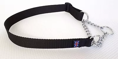 Black Half Check/choke Training Dog Collar Large Adjustment Fits 14 -22 ~>} • £4.89